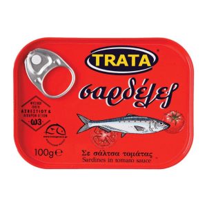 Sardines in tomato sauce 100gr Trata - front - agora greek delicacies