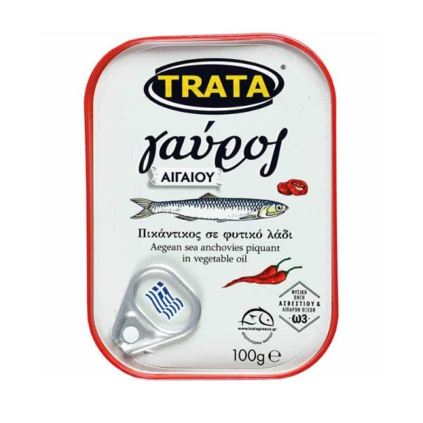 Spicy anchovies in vegetable oil - Gavros 100gr Trata-agora greek delicacies