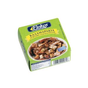 Squids-in-vegetable-oil-oregano-160g-flokos-agora greek delicacies