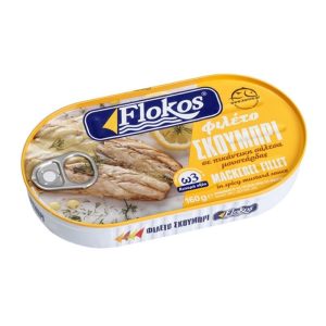 Mackerel Skoumpri fillet in spicy mustard sauce 160g - Flokos-0