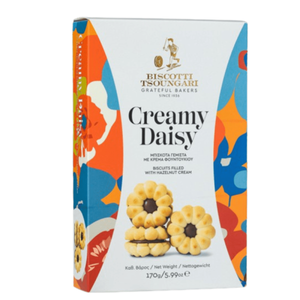 Creamy Daisy - Biscuits filled with Hazelnut cream 170gr - Biscotti Tsoungari