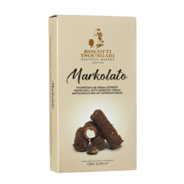 Markolato - Wafer roll with Espresso cream 150gr - Biscotti Tsoungari