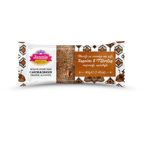 Pasteli - Sesame bar with honey, carob and ginger 40g _ Jannis