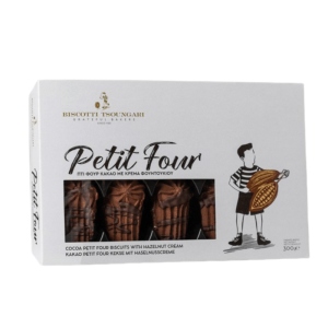 Petit Four Cocoa Biscuits with hazelnut cream 300gr - Biscotti Tsoungari