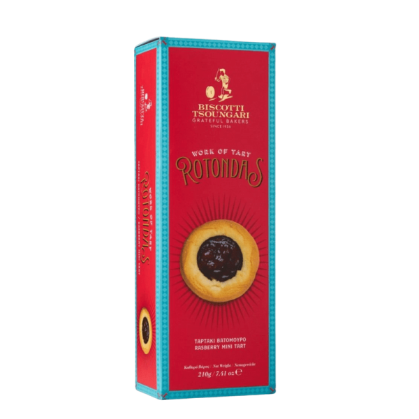 Rotondas - Mini tarts filled with raspberry 210gr - Biscotti Tsoungari