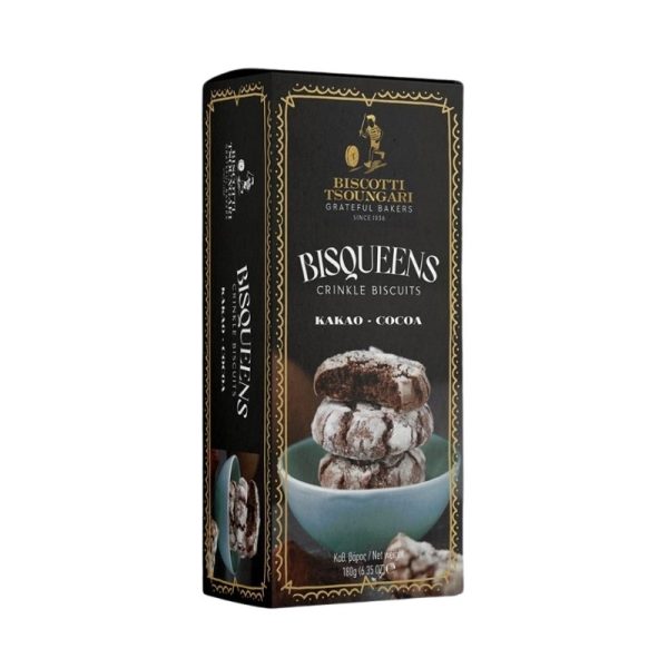 Bisqueens Cocoa Crinkle Biscuits 180gr Biscotti Tsoungari - agora greek delicacies