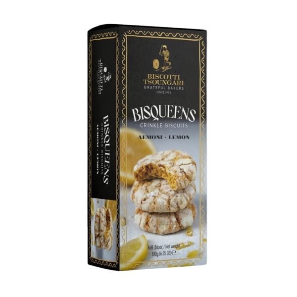 Shop online Bisqueens Lemon Crinkle Biscuits 180gr Biscotti Tsoungari - agora greek delicacies