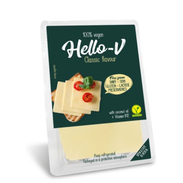 Vegan Cheese Slices Classic Flavour Hello-V 140gr Kolios - agoragreekdelicacies