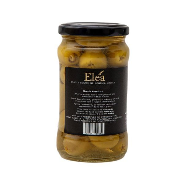 Green Olives Stuffed with Almonds 314ml Sardis Estate - Elea - agora greek delicacies - 2