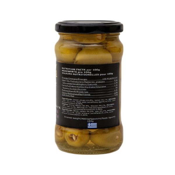 Green Olives Stuffed with Almonds 314ml Sardis Estate - Elea - agora greek delicacies - 3