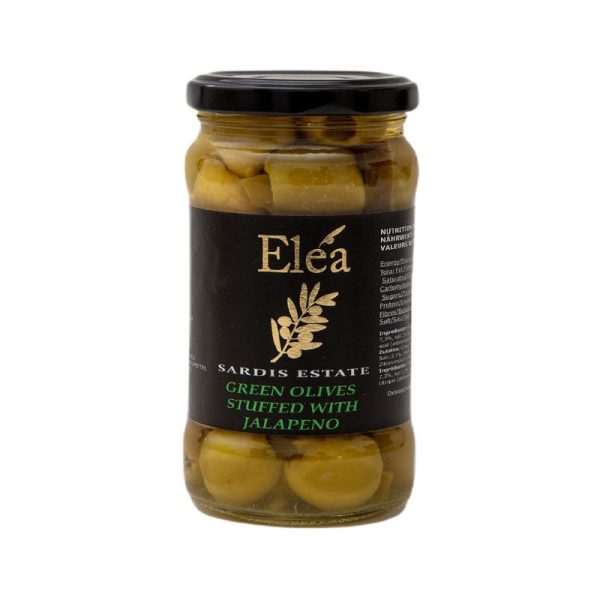 Green Olives Stuffed with Jalapenos 314ml Sardis Estate - Elea - agora greek delicacies - 1