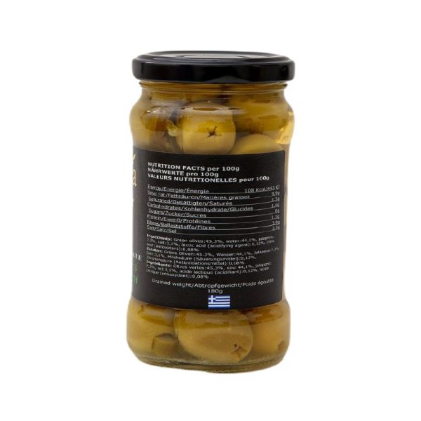 Green Olives Stuffed with Jalapenos 314ml Sardis Estate - Elea - agora greek delicacies - 3