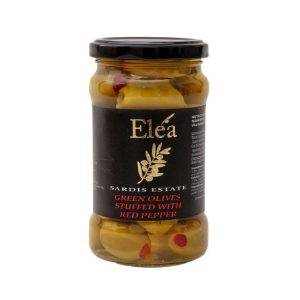 Green Olives Stuffed with Red Peppers 314ml Sardis Estate - Elea - agora greek delicacies - 1